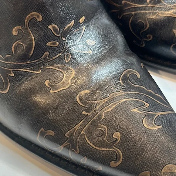 EUC Donald Pliner Perlie Italian Black Leather Embroidered Western Mules, 7.5M - Picture 14 of 14